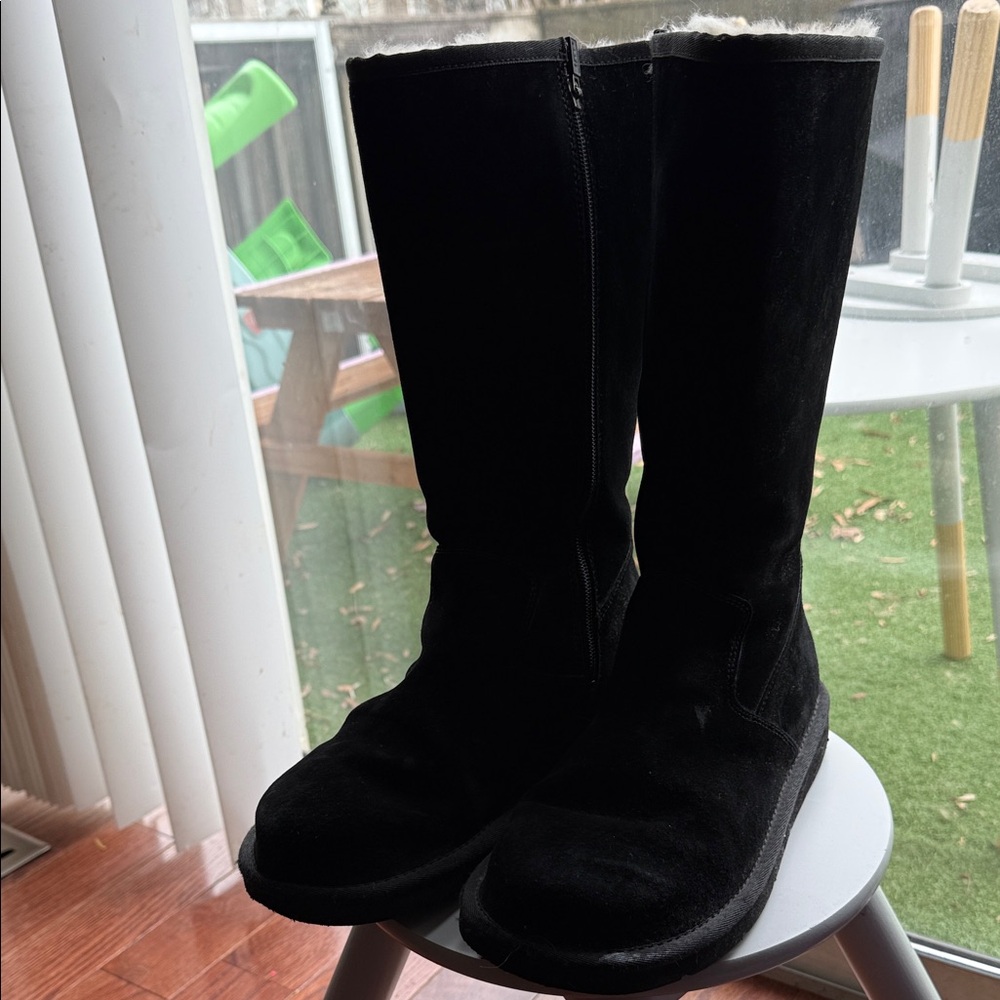 Sunset II Black Suede Mid-Calf UGG Boot